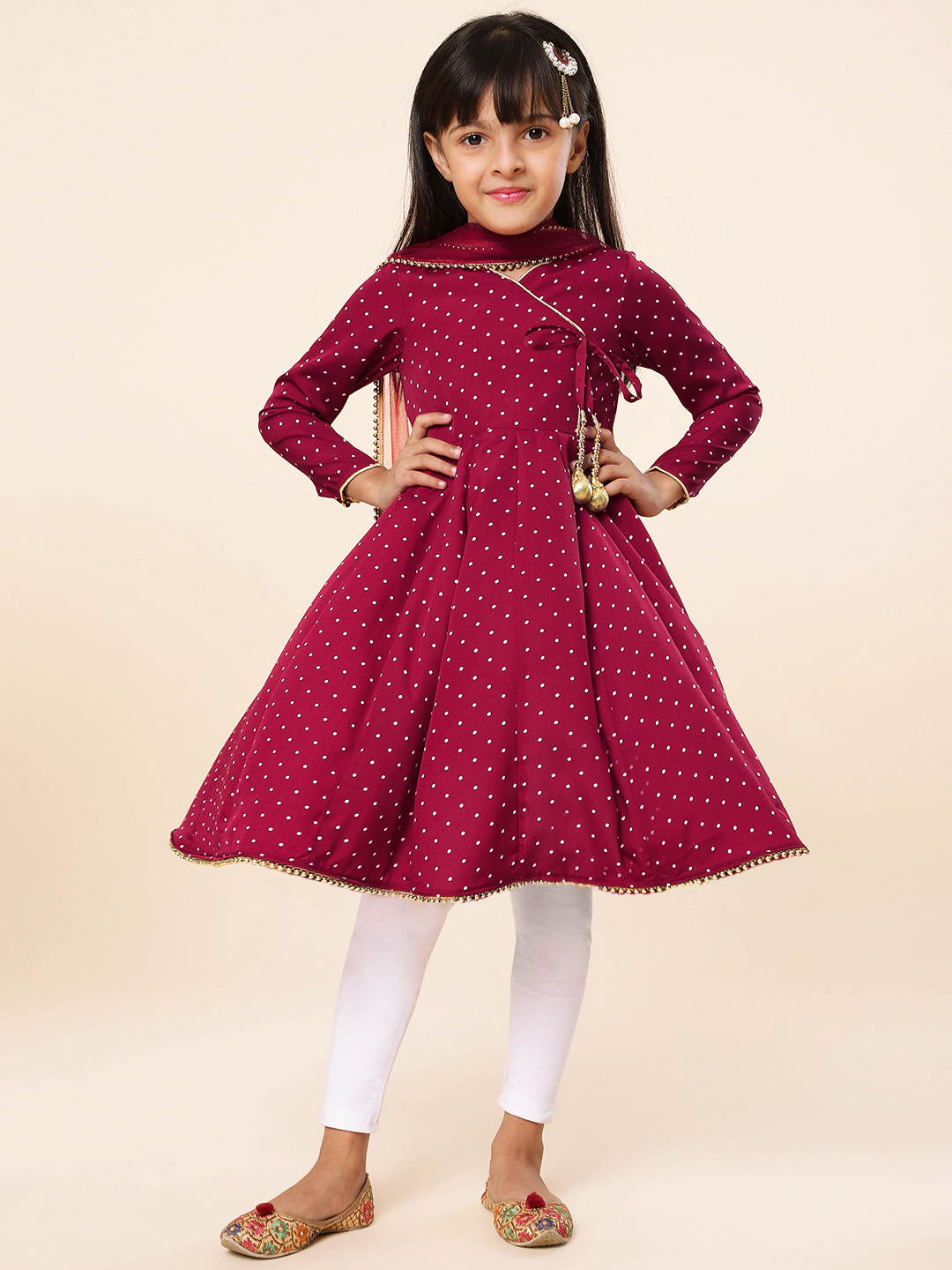 A.T.U.N. Printed Angrakha Kurta With Dupatta