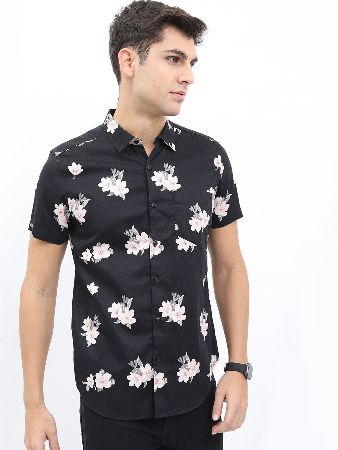 KETCH Men Slim Fit Floral Printed Casual Cotton Shirt