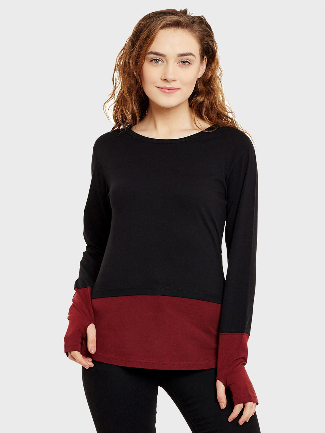Hypernation Colourblocked Boat Neck Cotton Top