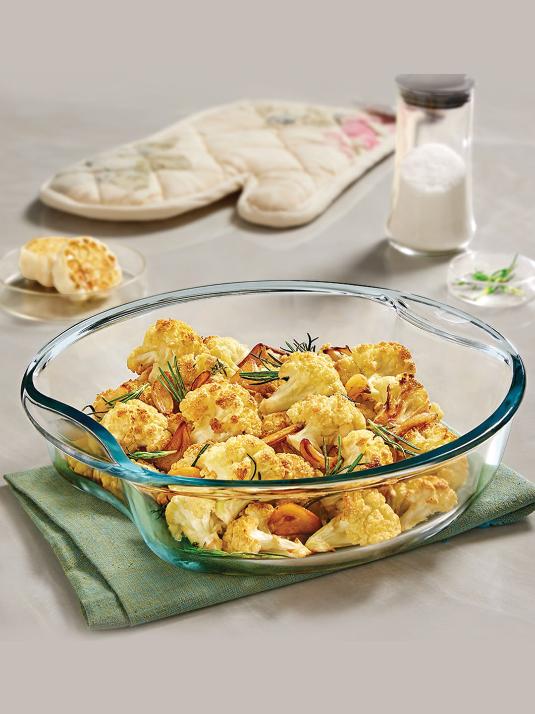 BOROSIL Transparent Oven & Microwave Safe Borosilicate Glass Round Baking Dish 1.5 L