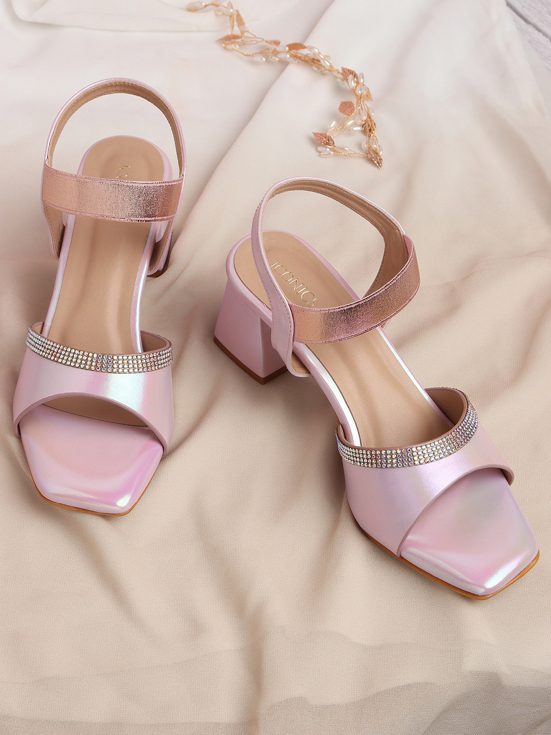 ICONICS Embellished Party Block Heels