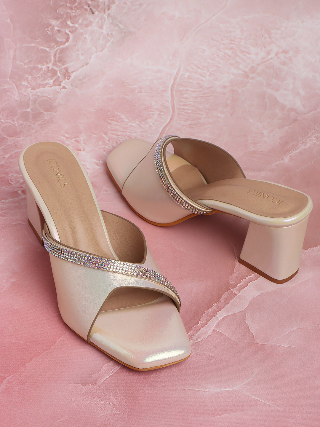 ICONICS Embellished Party Block Heels