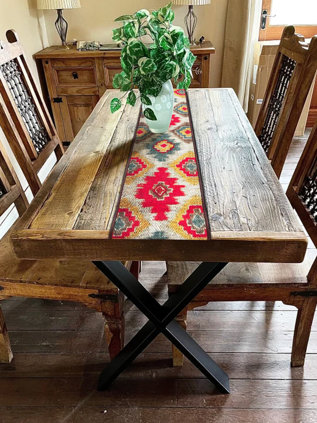 Mona B Red & Green Printed Table Runners