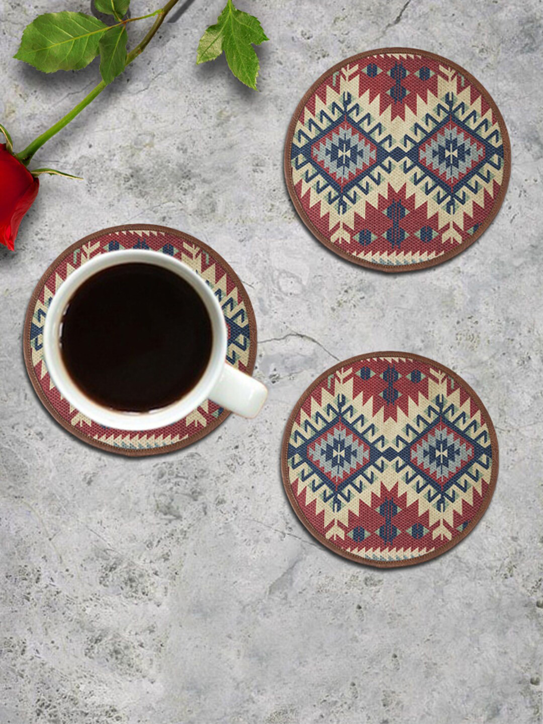 Mona B Brown 4 Pieces Printed Coasters