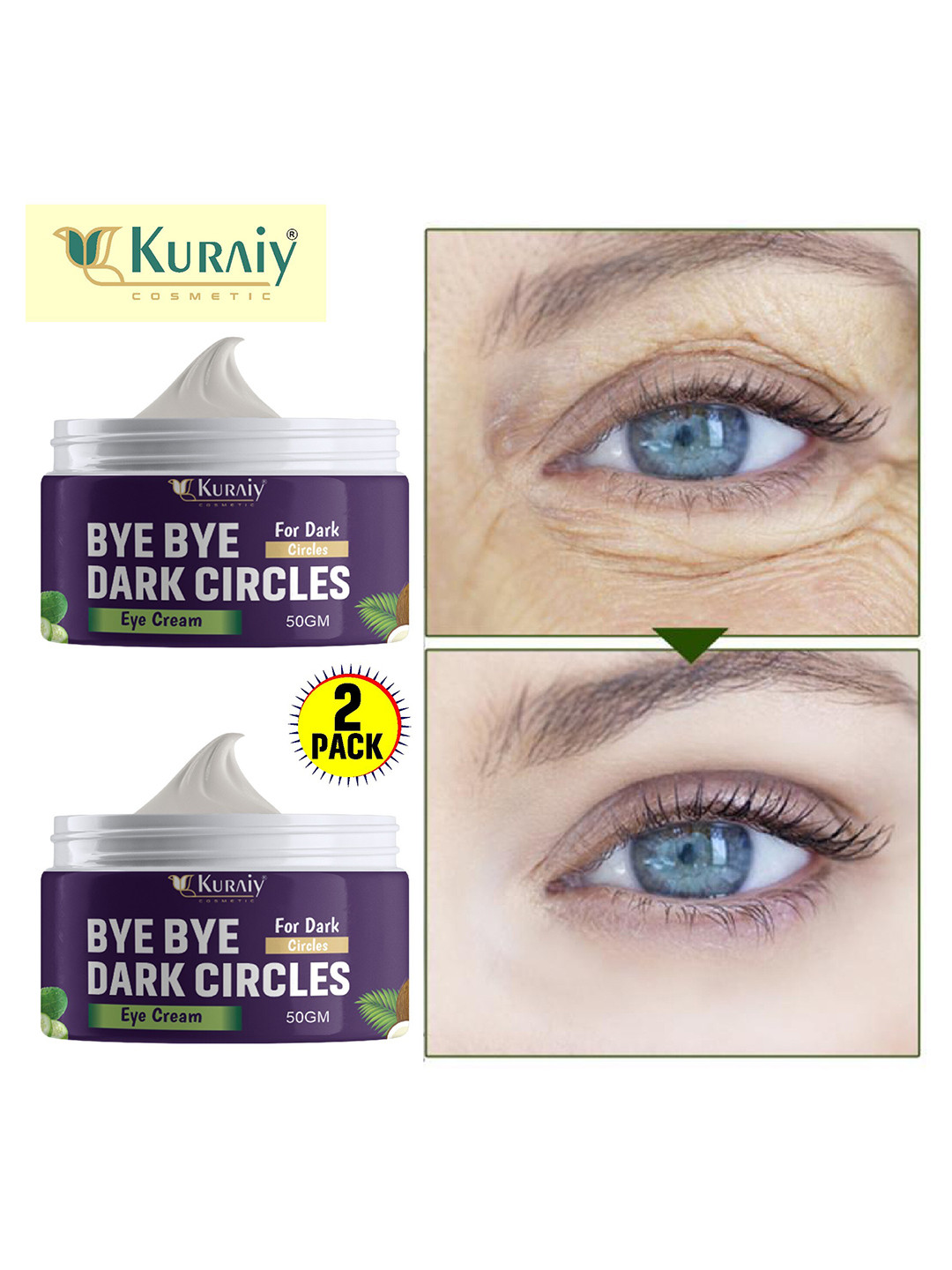 KURAIY Set Of 2 EyeLift Under Eye Cream Gel - 50 gm Each