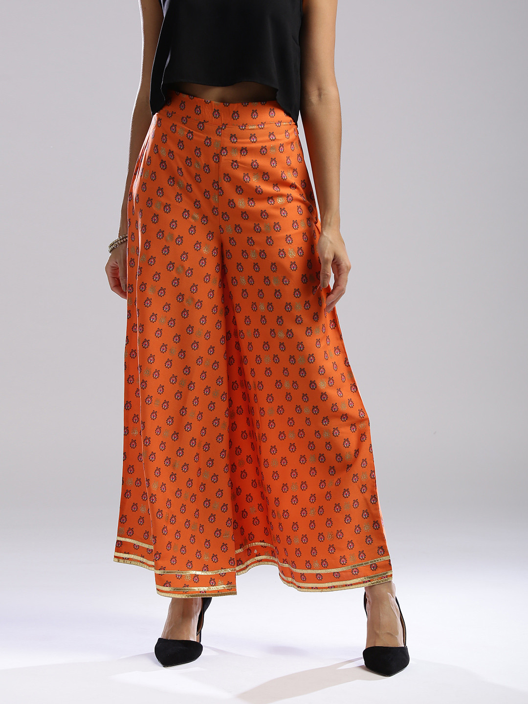 Wishful by W Women Orange Printed Wishful by Wide Leg Palazzos