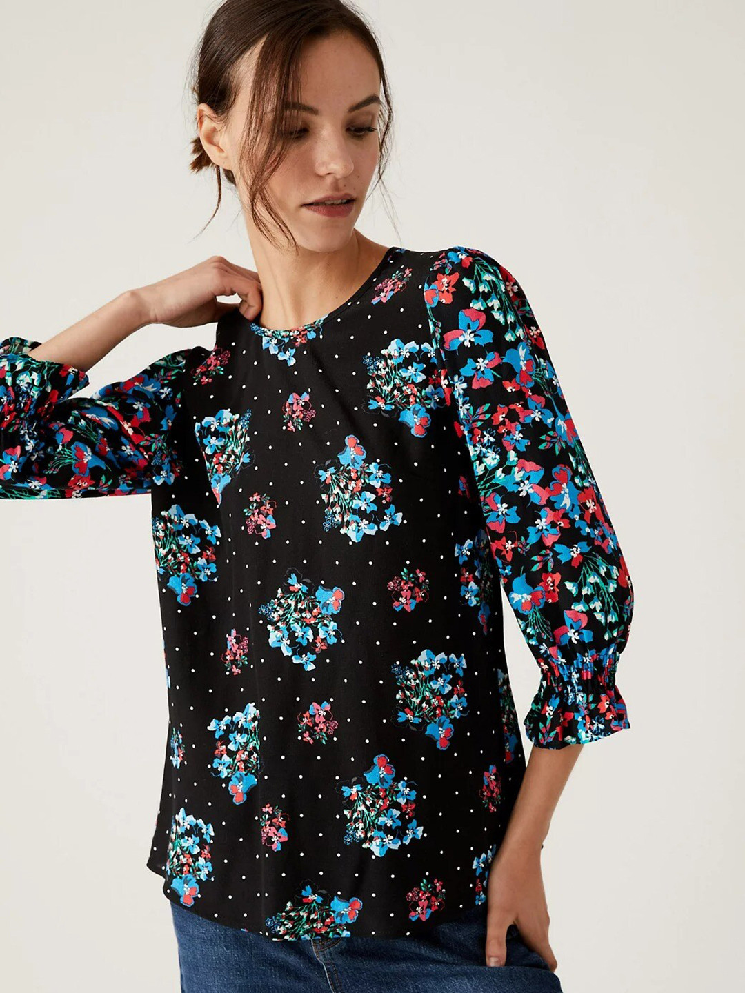 Marks & Spencer Floral Print Styled Back Top
