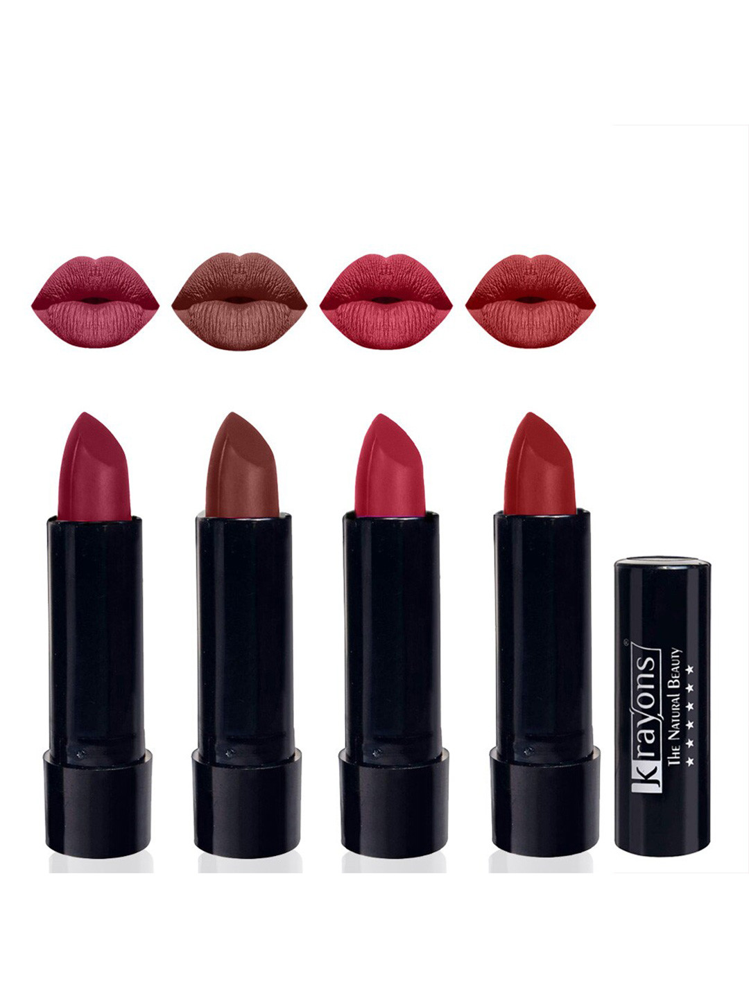 krayons Set Of 4 Cute Pop Waterproof & Moisturizing Matte Lipstick - 3.5 g Each