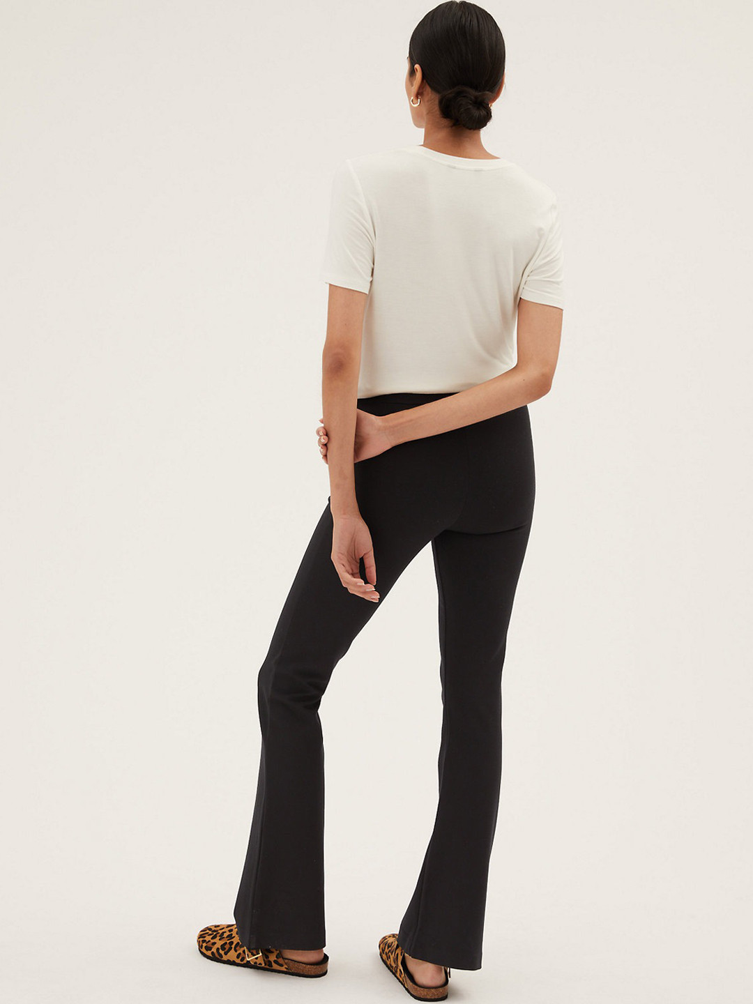 Marks & Spencer Women Jersey Elasticated Waist Flared Trousers