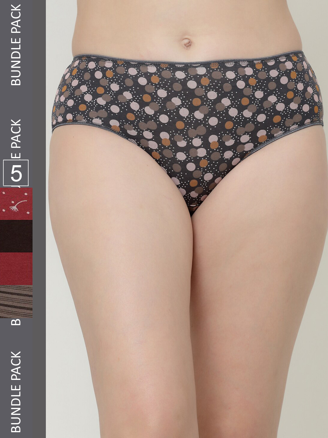Floret Women Pack Of 5 Printed Hipster Briefs 1304-1_Assorted_S