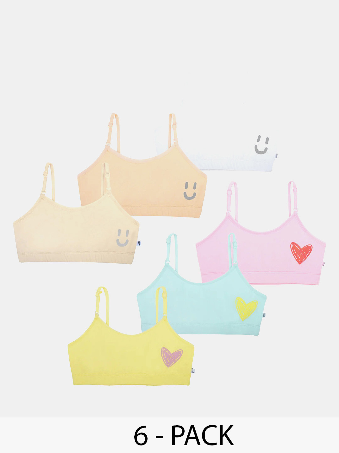 You Got Plan B Pack of 6 Cotton Anti Microbial Rapid-Dry Non Padded Beginners Bra