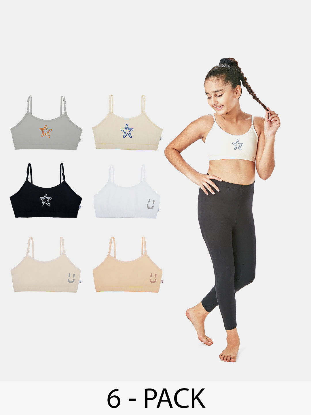 You Got Plan B Pack of 6 Non Padded Non Wired Beginners Bra