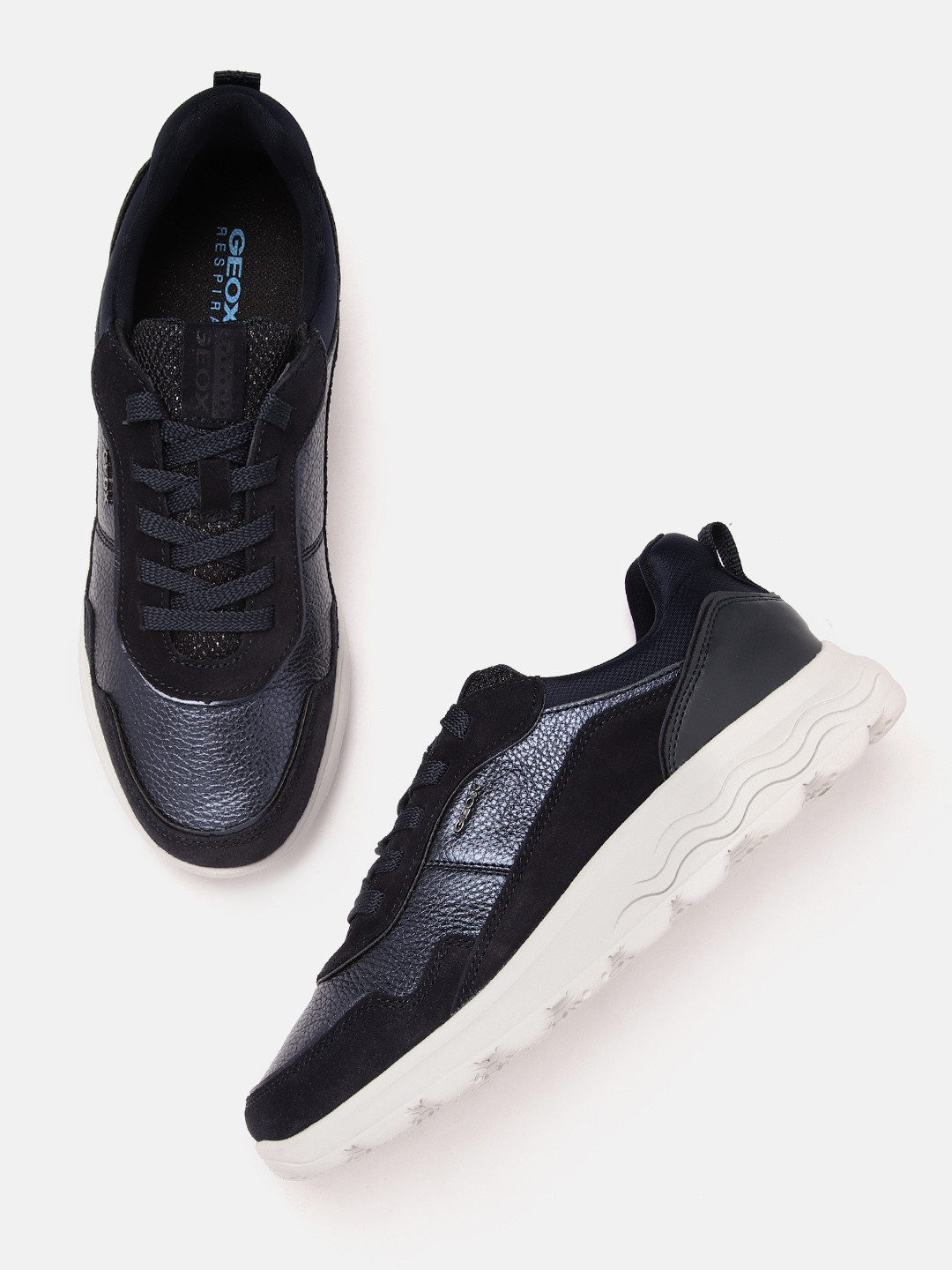 Geox Women Textured Leather Sneakers