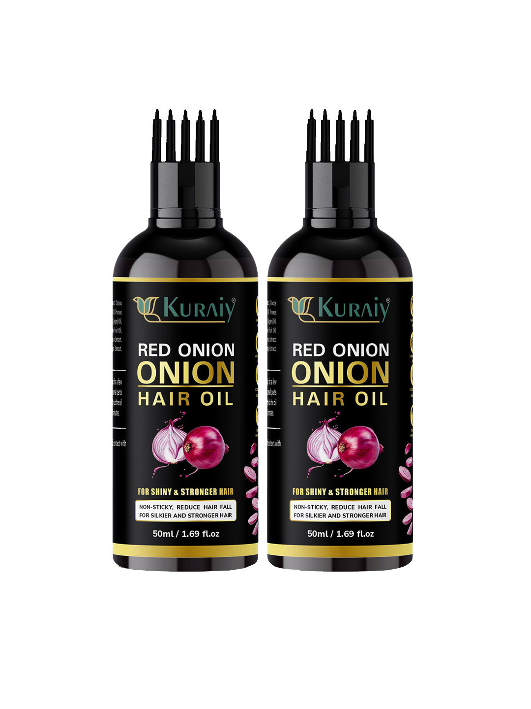 KURAIY Set of 2 Red Onion Hair Oil for Shiny & Strong Hair - 50 ml Each