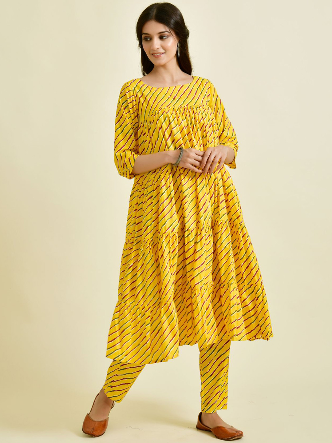 Rangpur Printed Pure Cotton Leheriya Suit Set With Dupatta