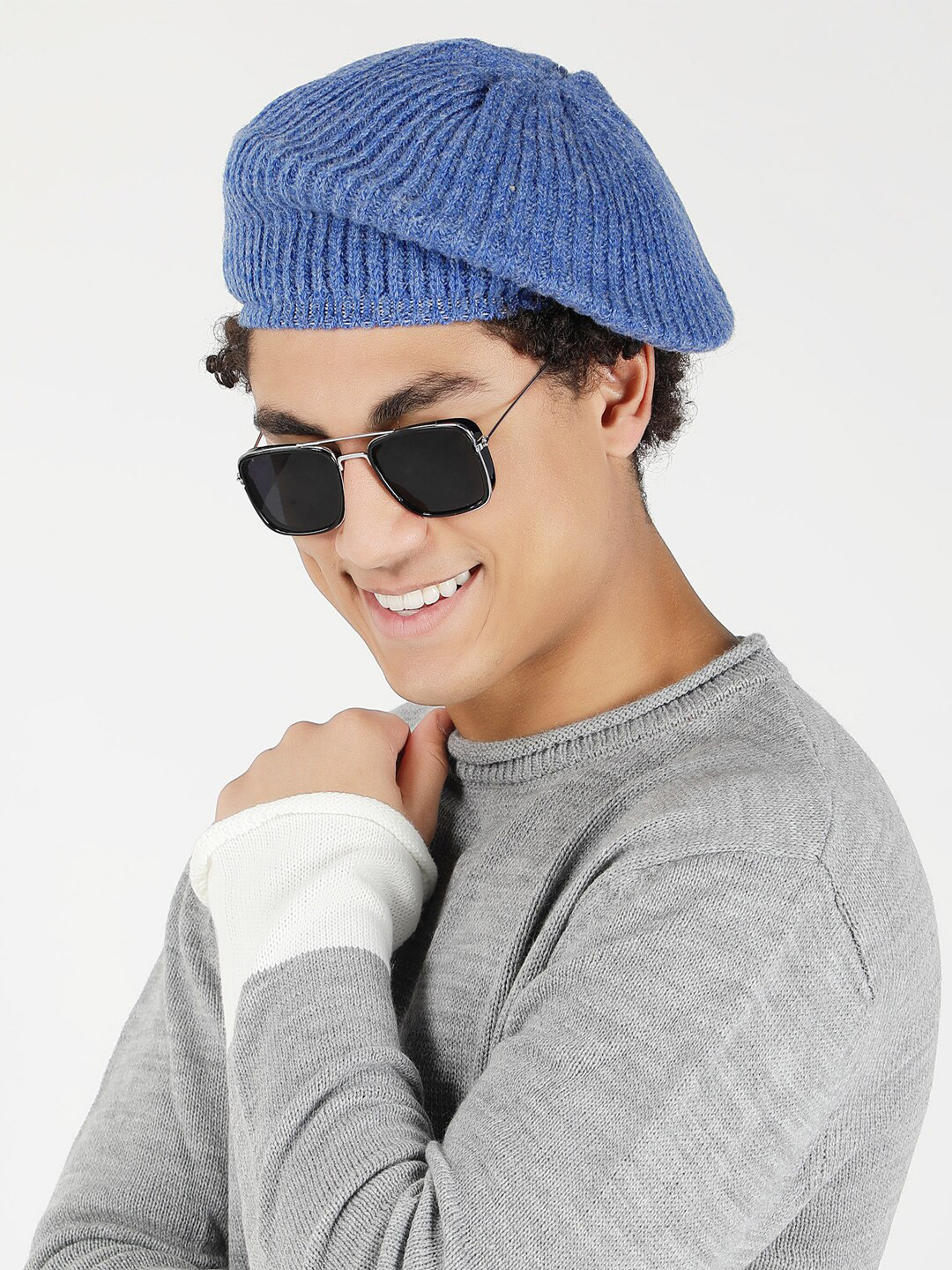 Bharatasya Men Wool Beret Cap