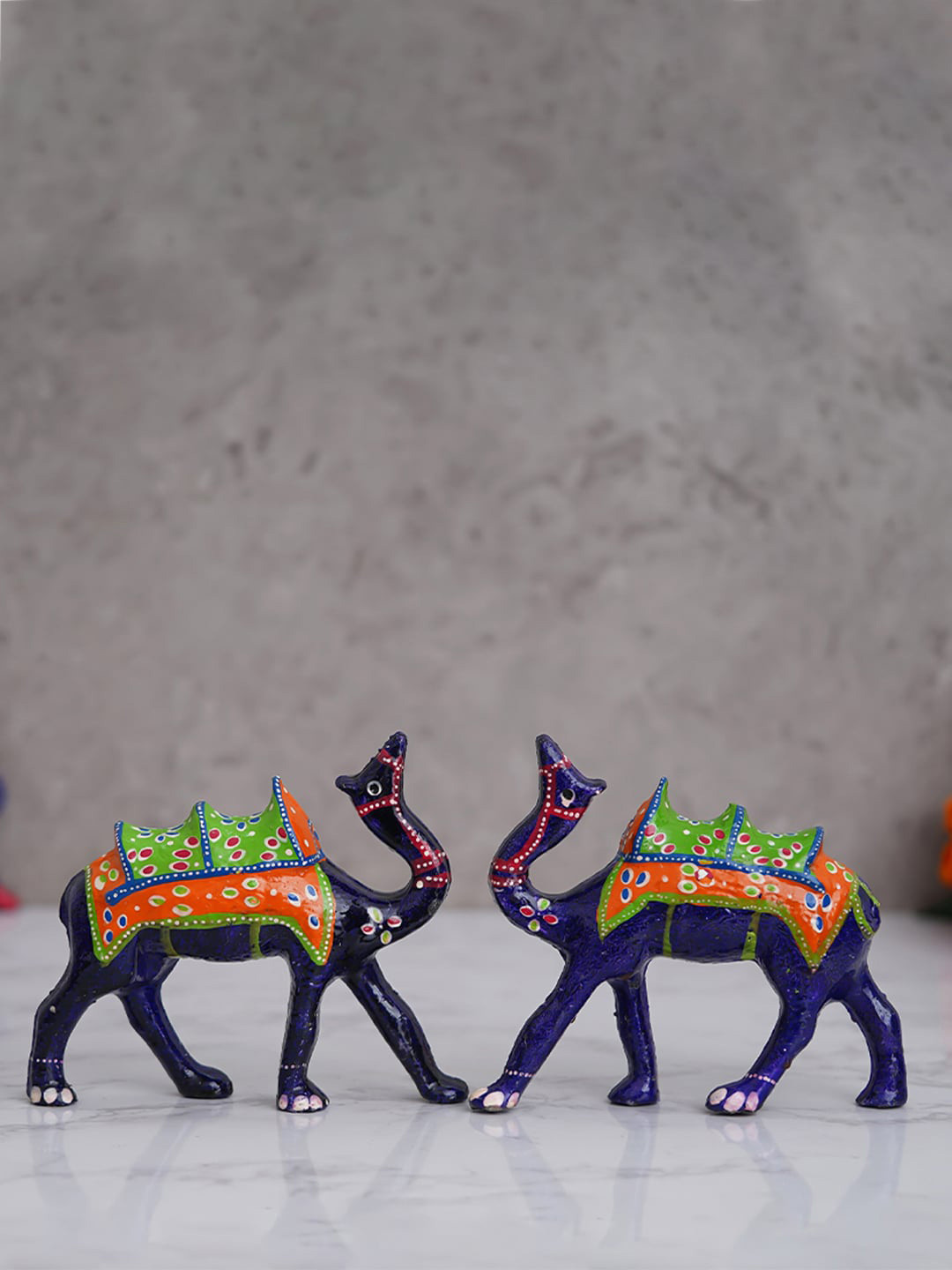 eCraftIndia Animals Black Polyresin Glossy Living Room Set of 2 Medium Showpieces - 5.5 Inches