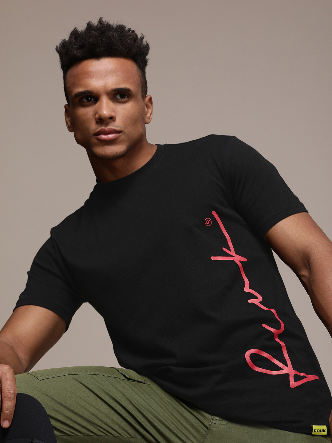 FCUK Brand Logo Printed Pure Cotton T-shirt