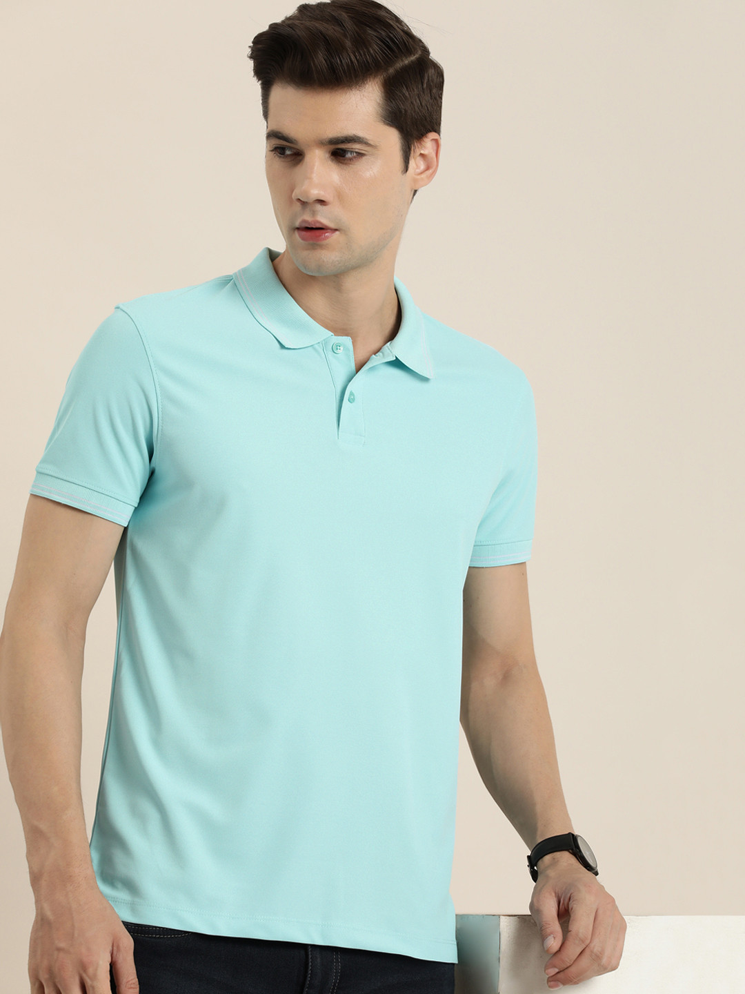 INVICTUS Men Polo Collar Solid Short Sleeves Casual T-shirt