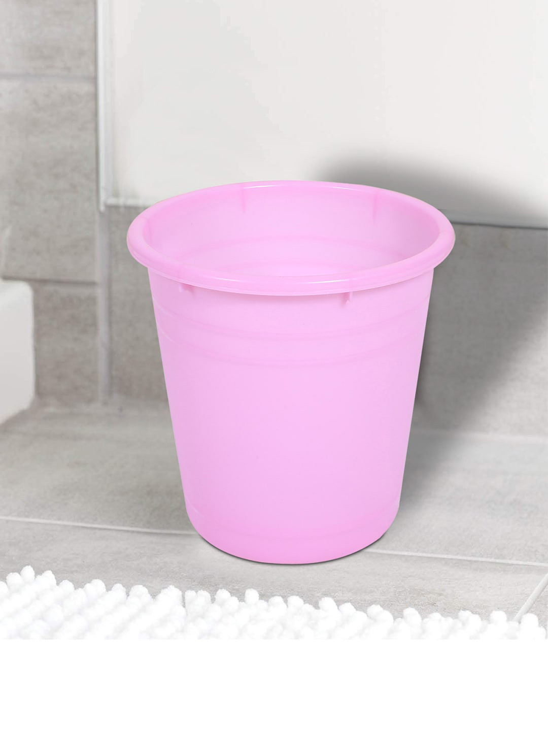 Kuber Industries Pink Open Plastic Round Portable Garbage Dustbin 10 L