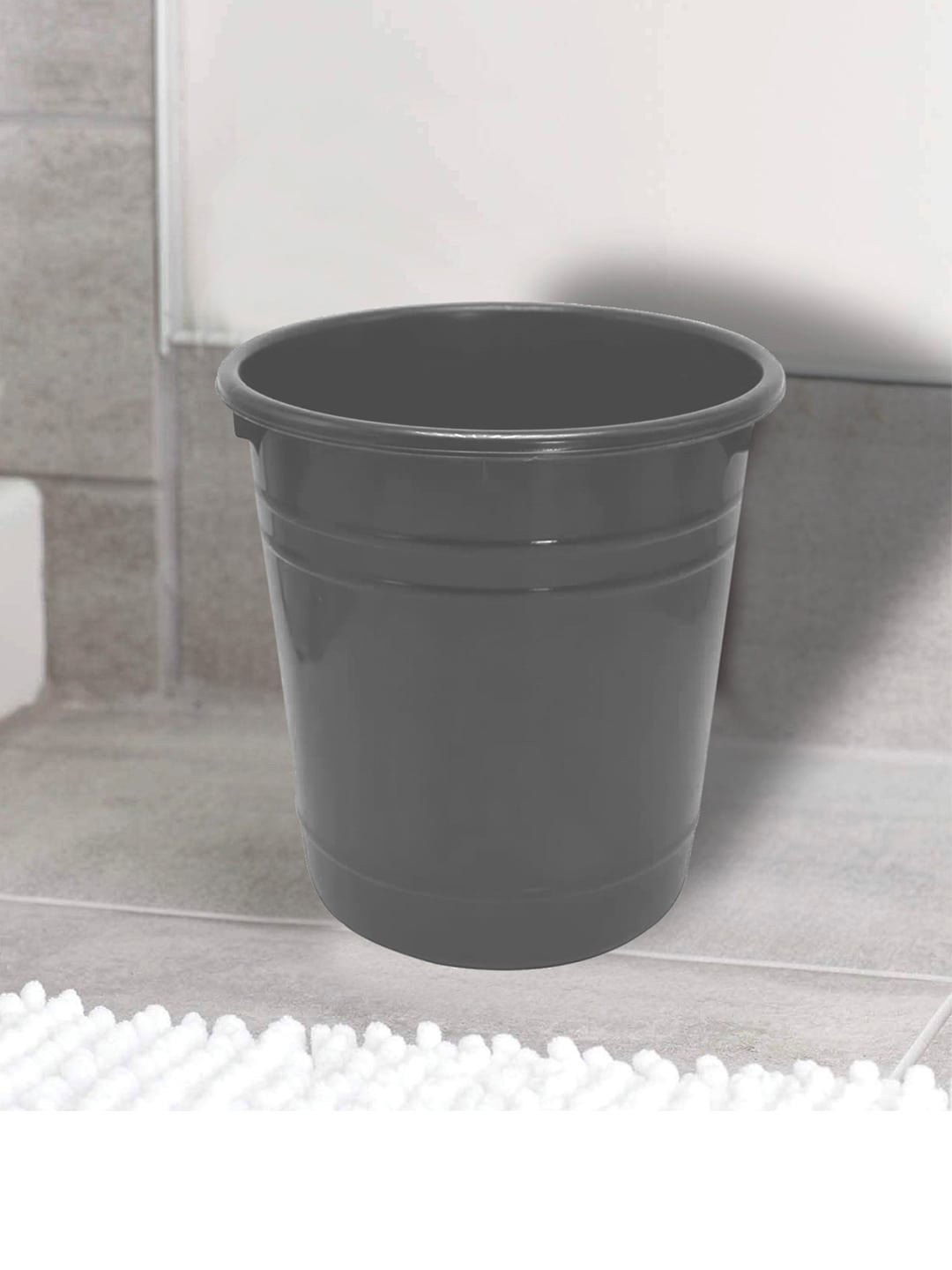 Kuber Industries Grey Set Of 3 Grey Portable Dustbins 5 L Each