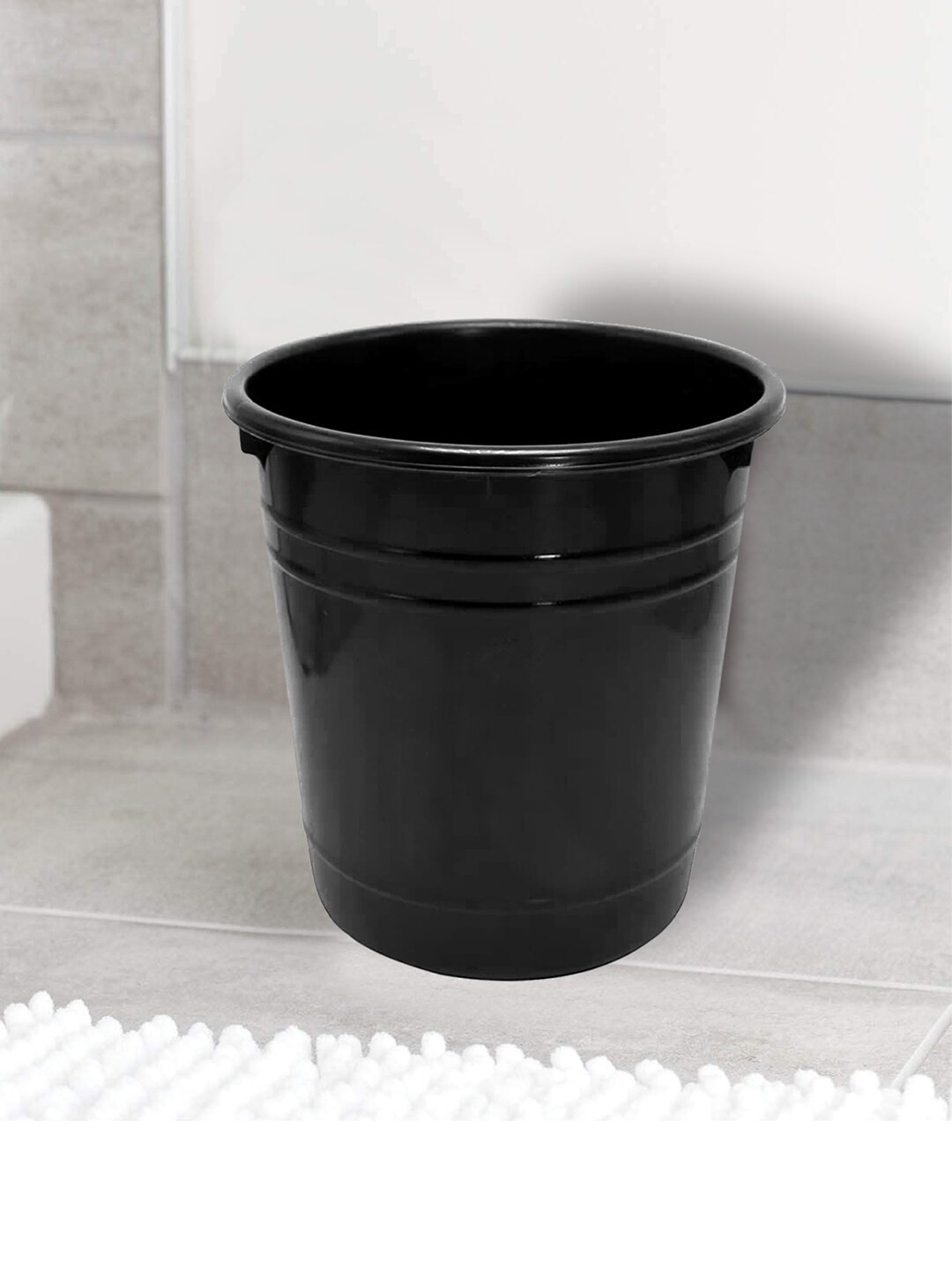 Kuber Industries Set Of 2 Black Plastic Round Dustbin 5 Ltr Each