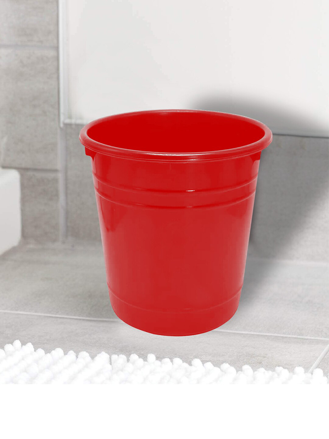 Kuber Industries Red Set Of 3 Open Round Trash Bins 5 L Each