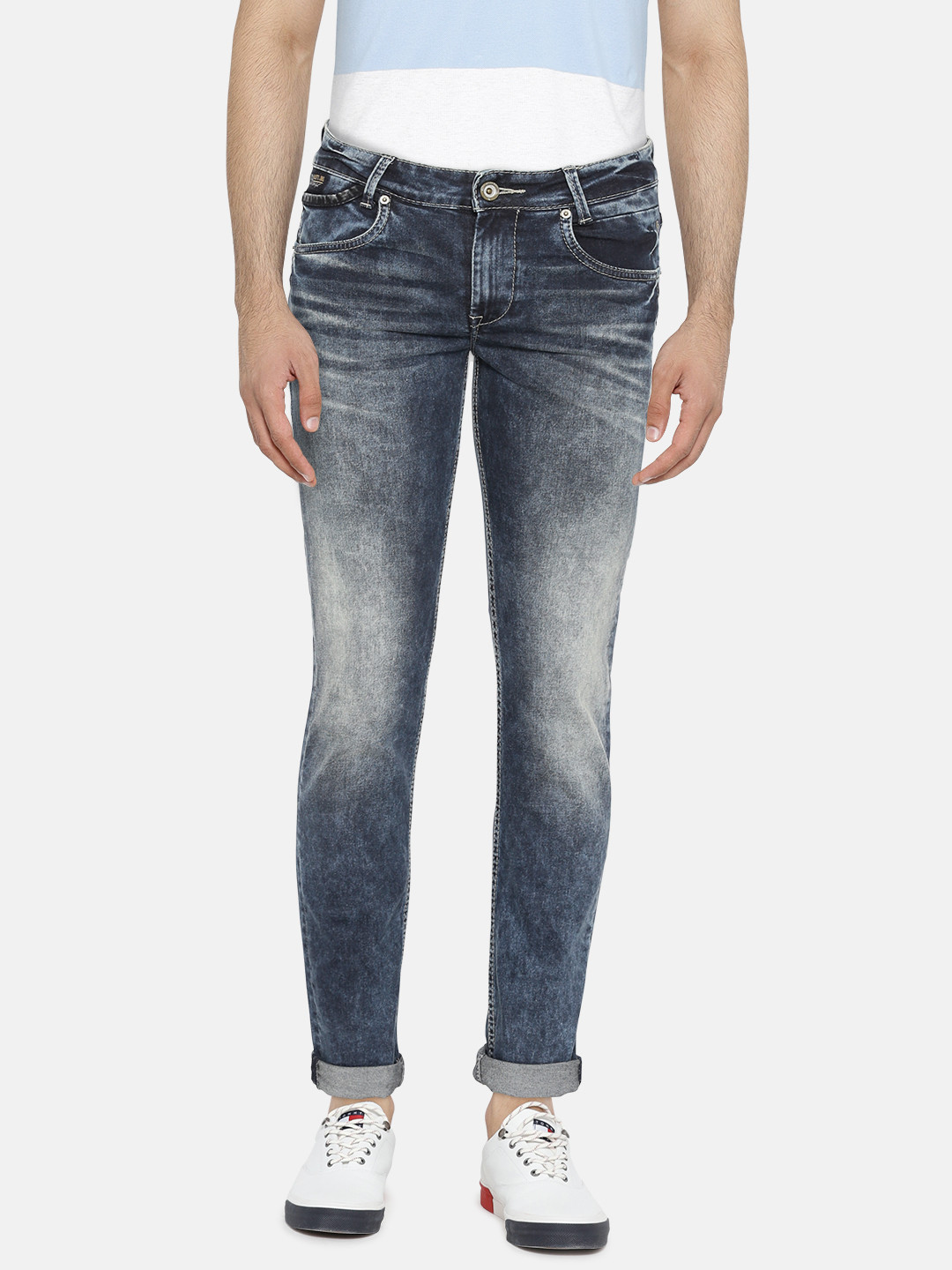 Buy Mufti Men Blue Skinny Fit Mid Rise 
