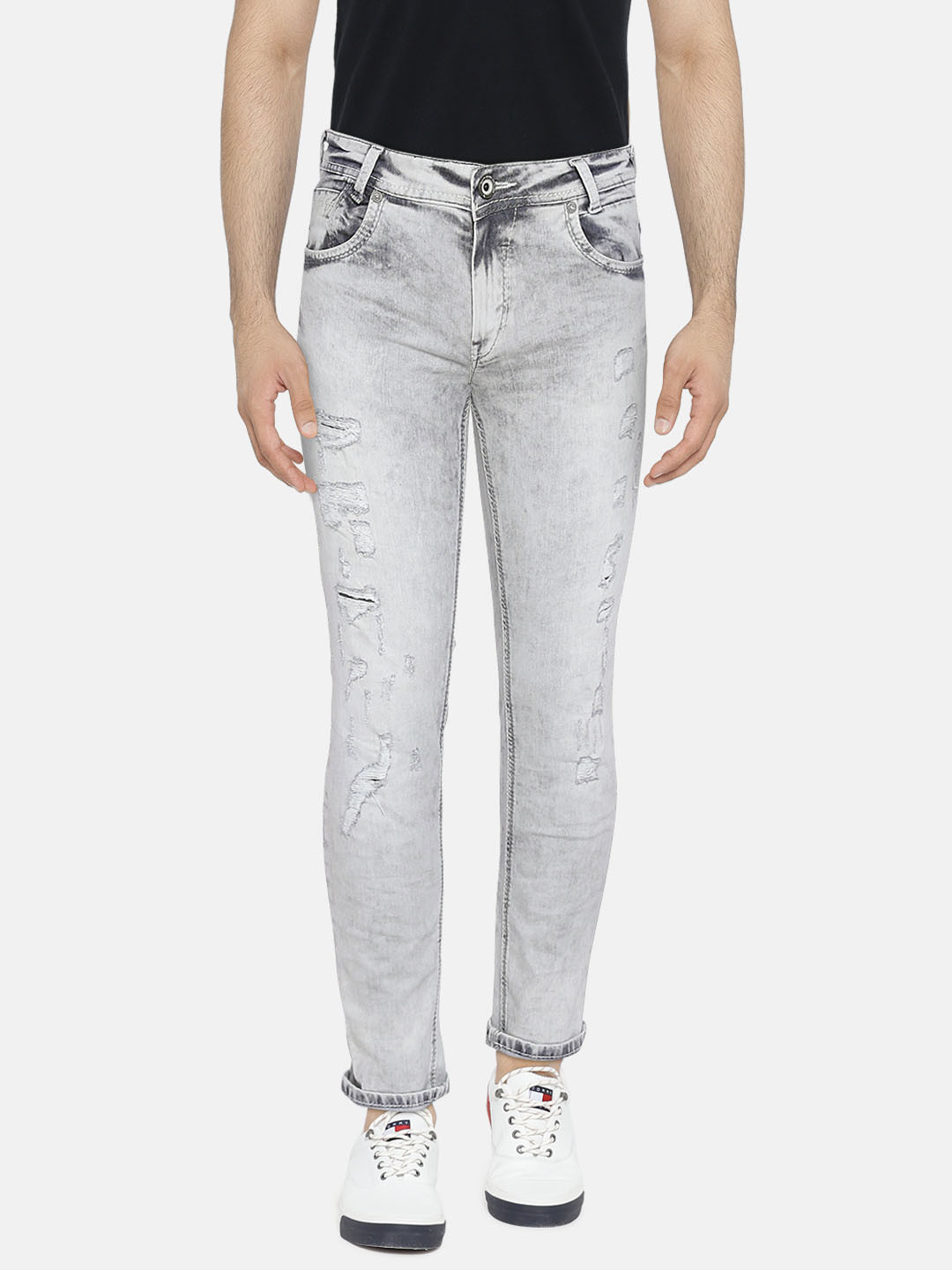 Buy Mufti Men Grey Skinny Fit Mid Rise 