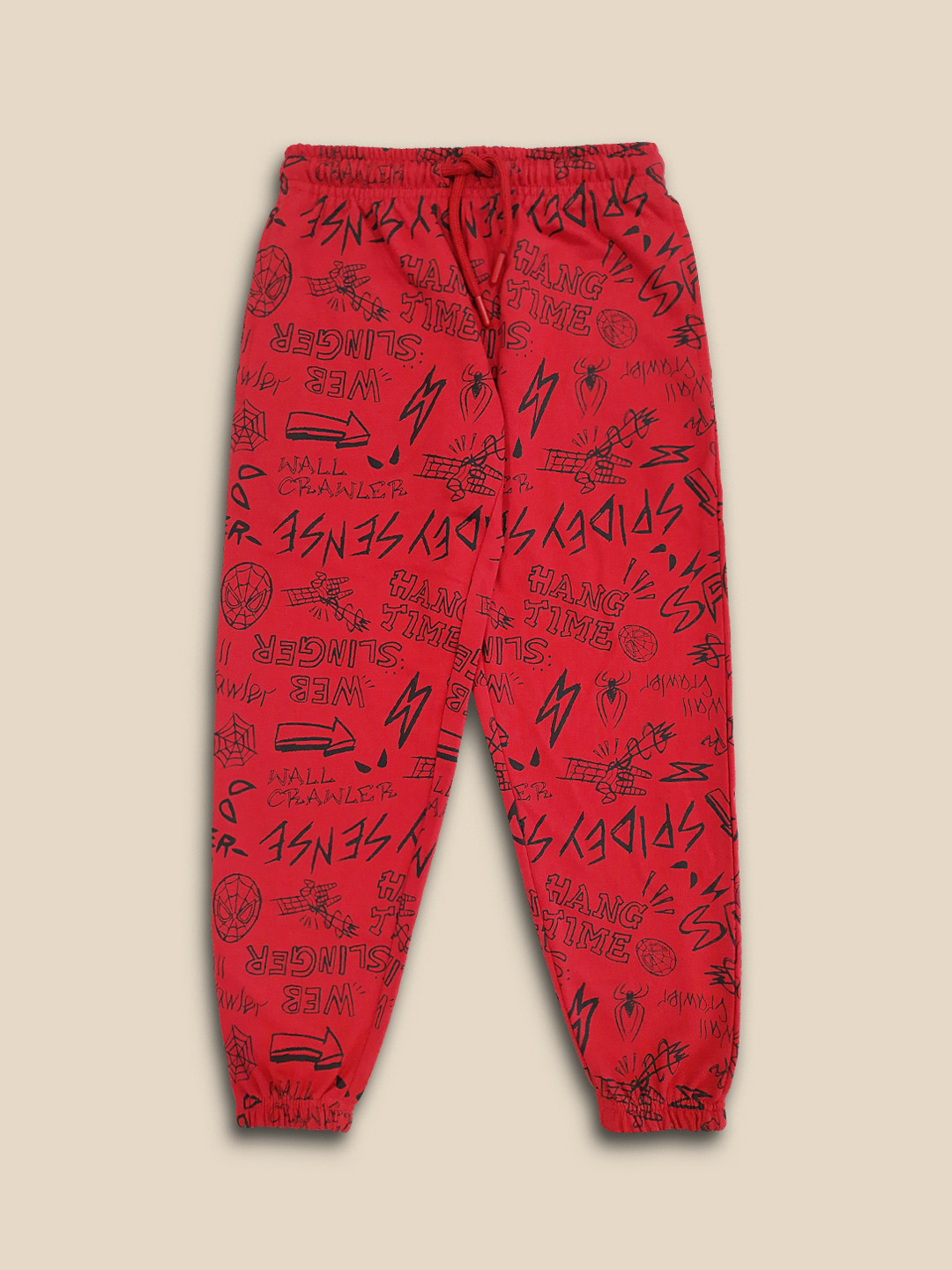 Kids Ville Boys Spiderman Printed Cotton Joggers