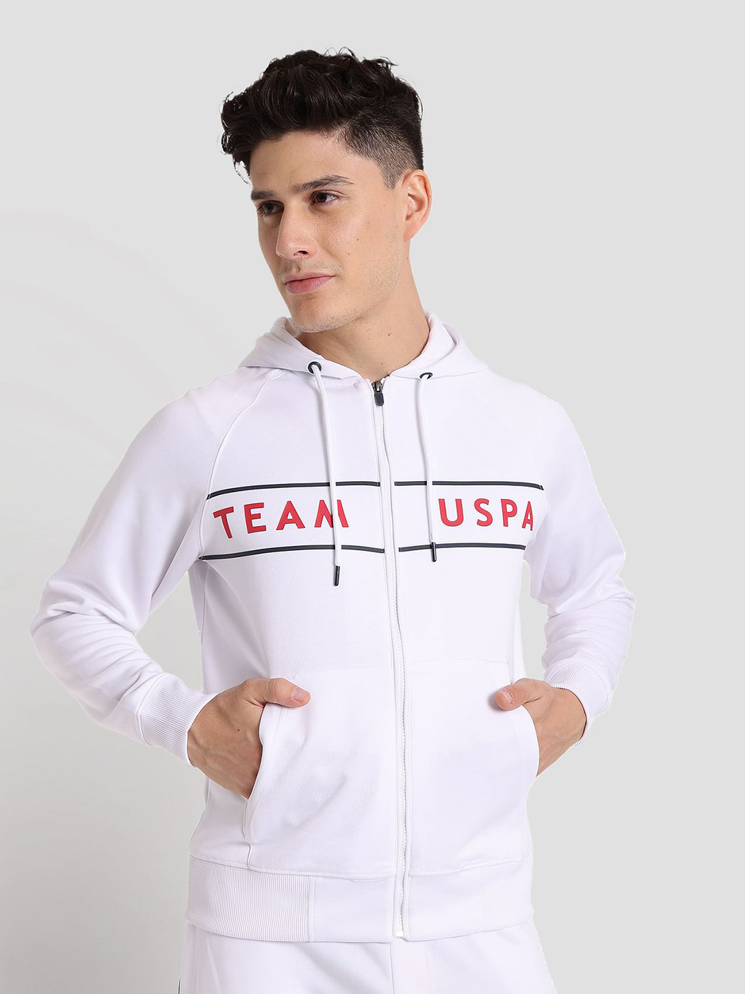 U.S. Polo Assn. Men Printed Logo Performance Hoodie Fleece Sweatshirt