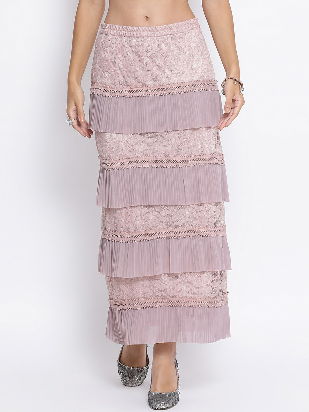 LELA Women Self-Design Frill Details Maxi-Length Skirts