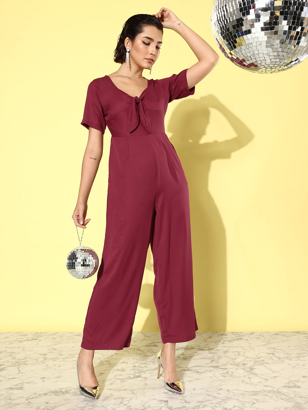 Mast & Harbour Magenta Pink Twisted Thoughts Basic Jumpsuit