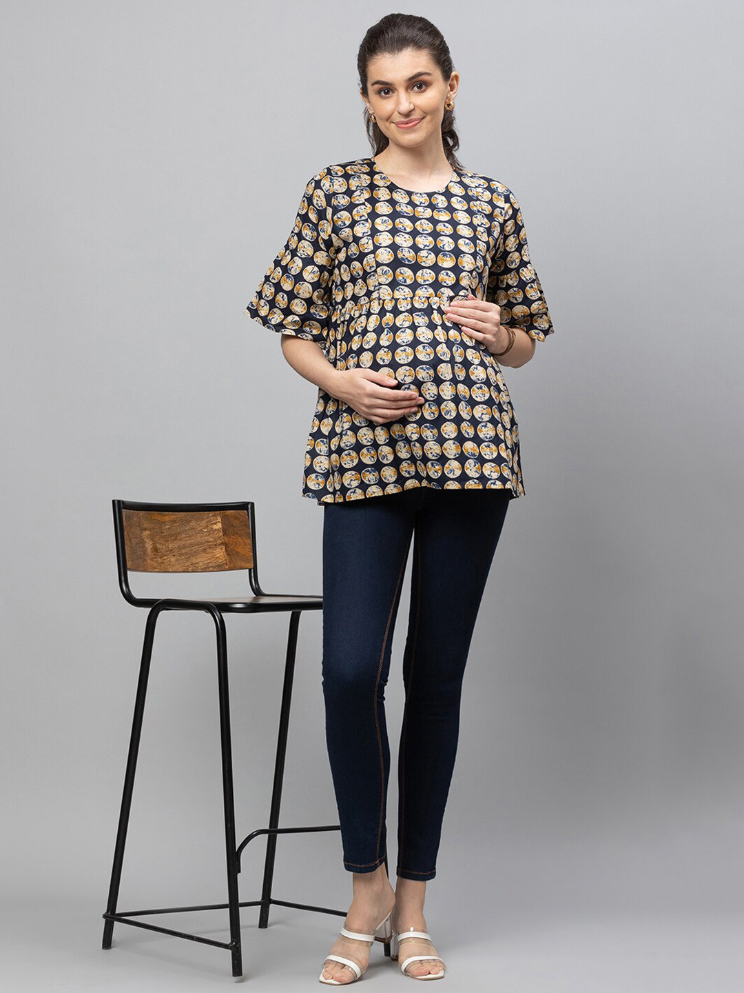 AV2 Maternity Geometric Print Top