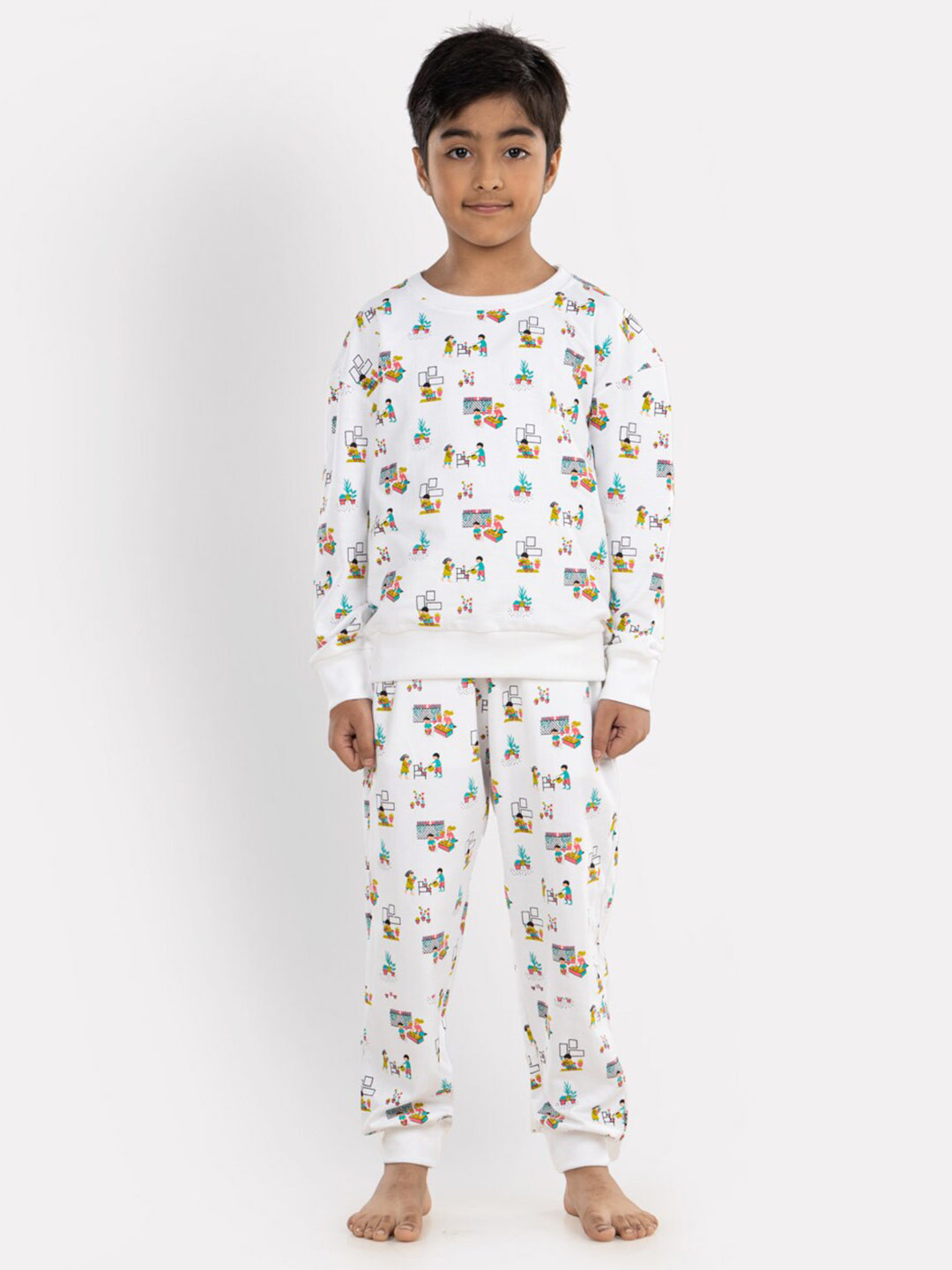 Growing Tree Kids Printed Organic Cotton T-shirt with Pyjamas