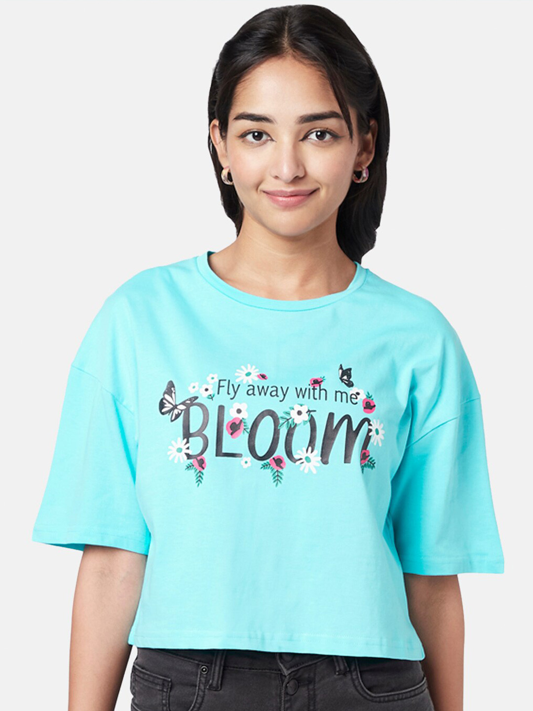 YU by Pantaloons Typography Print Crop Top