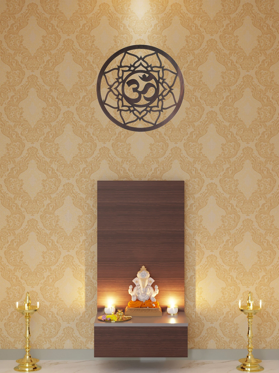 BS AMOR Om Hanging Metal Ethnic Motifs Matte Hall Wall Hangings-14In