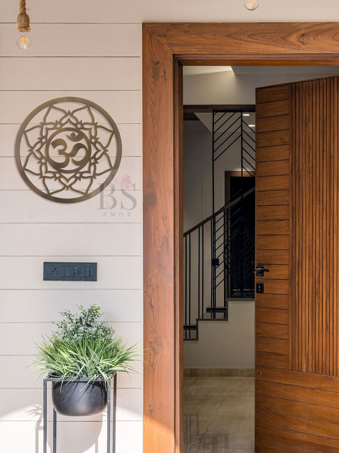 BS AMOR Om Hanging Metal Ethnic Motifs Matte Hall Abstract Wall Decor-14In