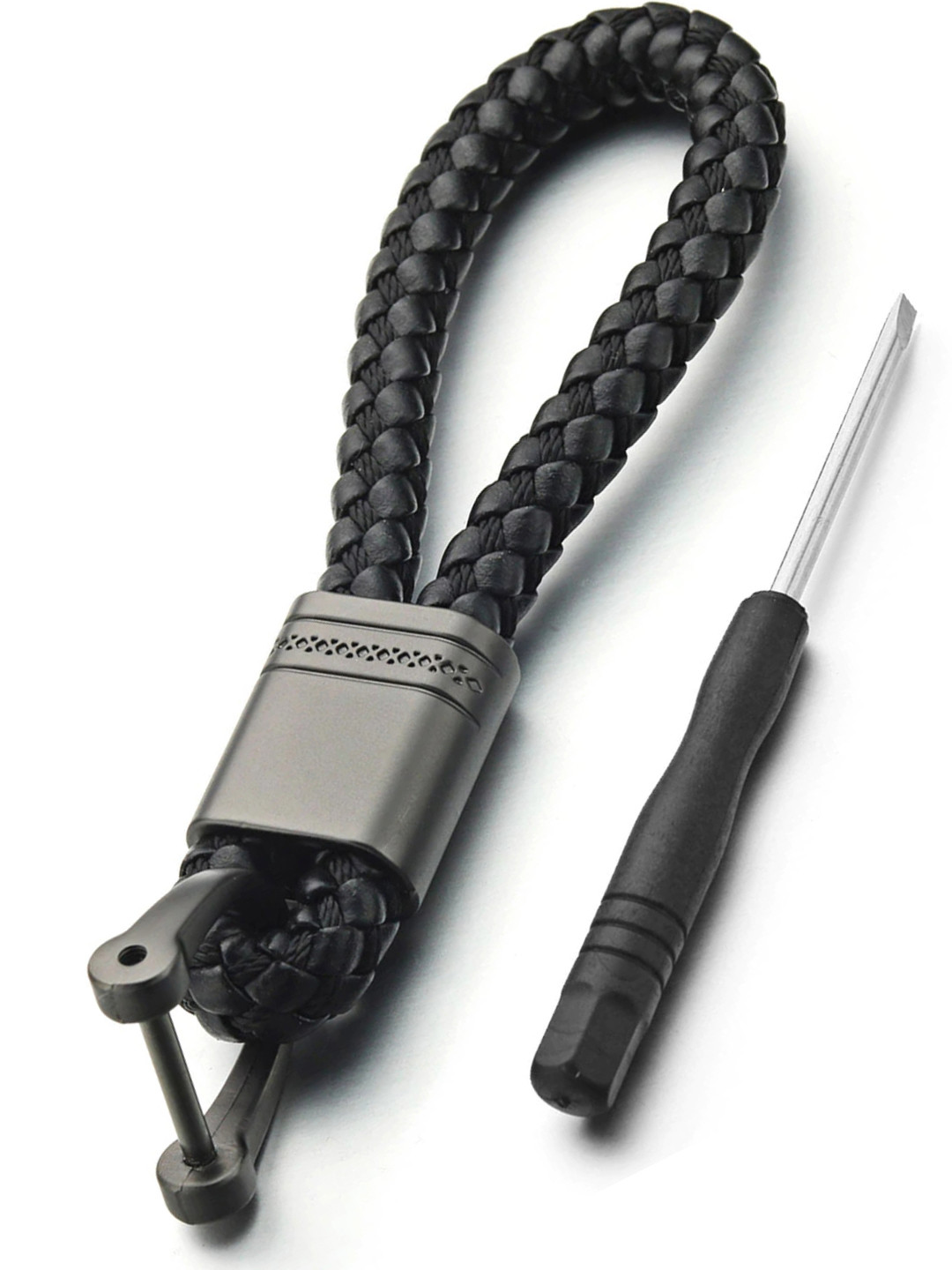 CONTACTS Braided Leather Key Chain