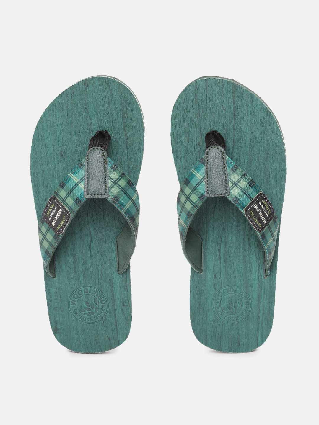 Woodland Men Checked Thong Flip-Flops