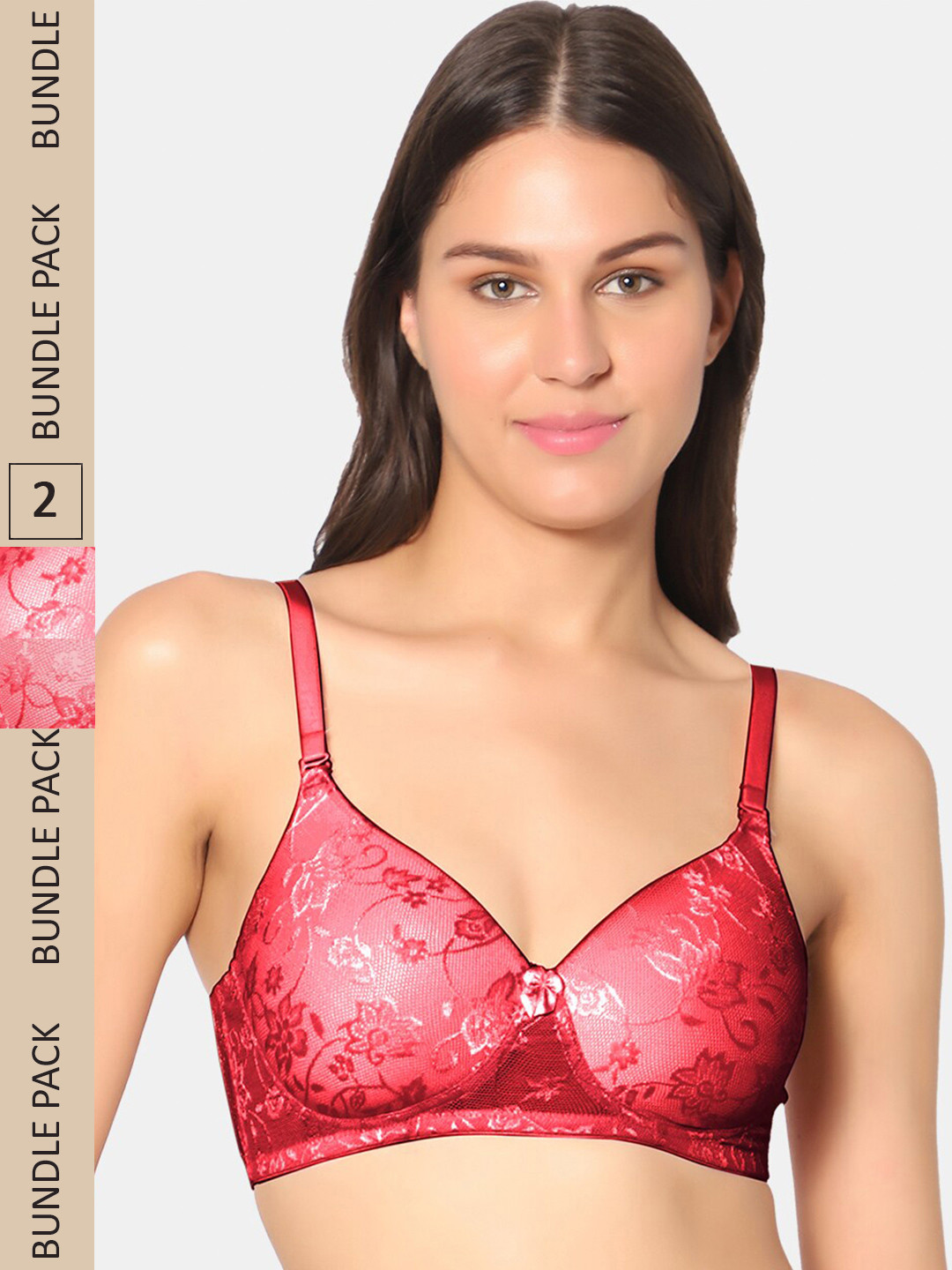 Sonari Red Floral Lightly Padded T-shirt Bra