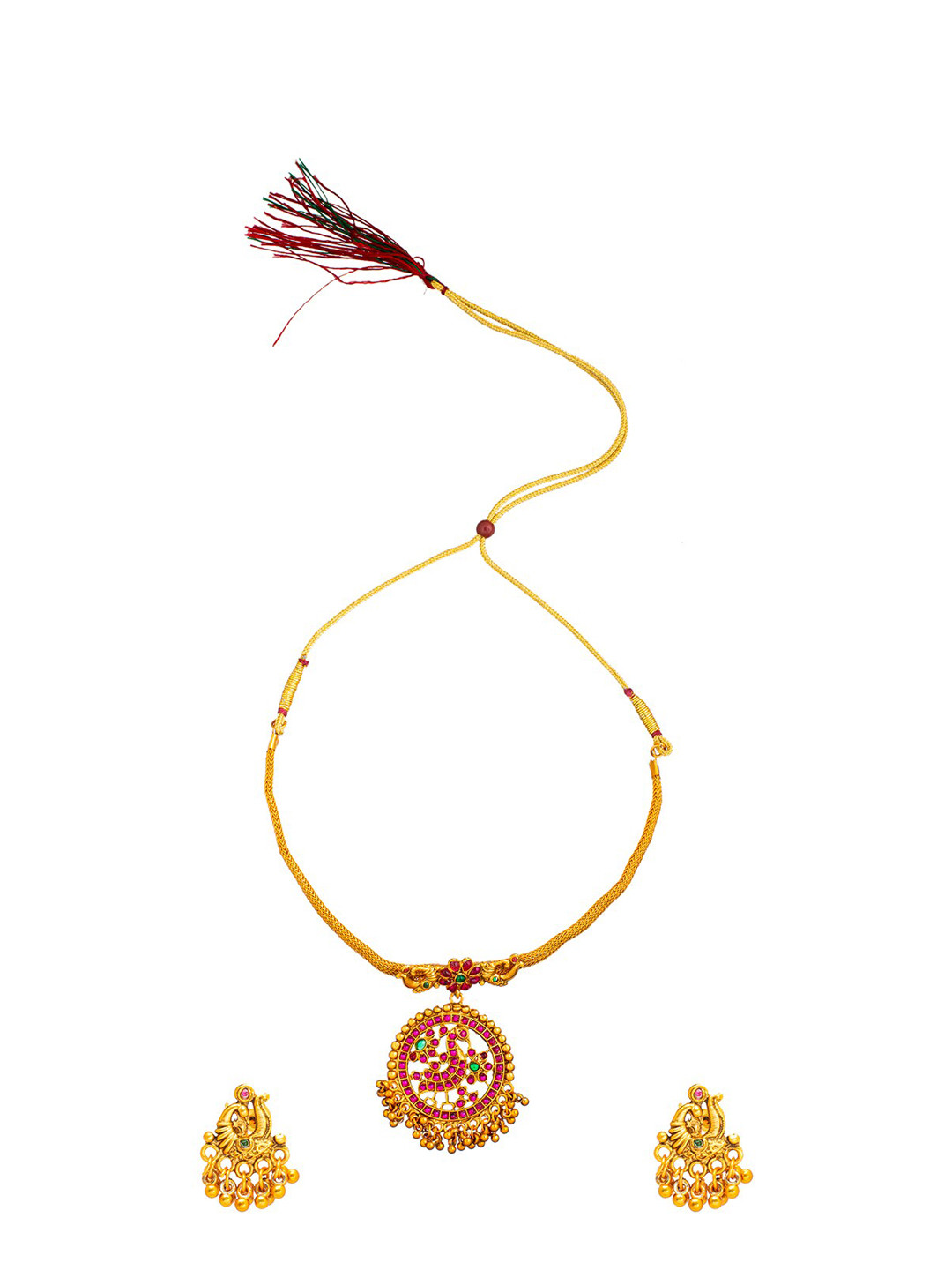 Shining Jewel - By Shivansh Antique Gold-Plated CZ-Studded Choker Jewellery Set