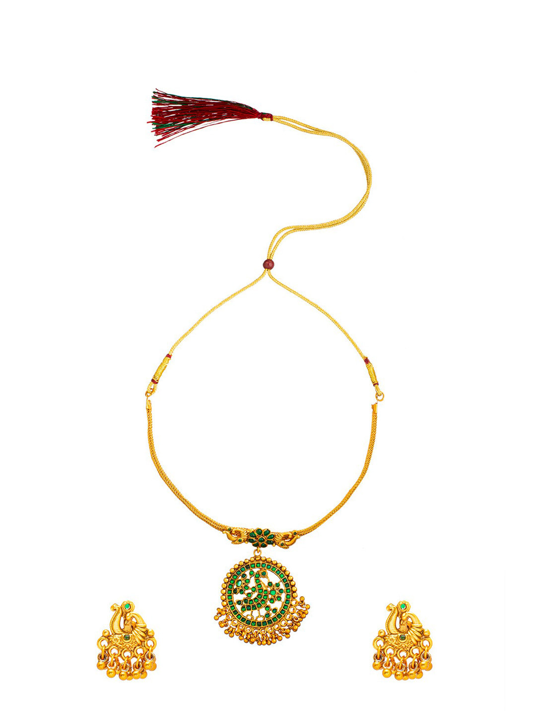 Shining Jewel - By Shivansh  Gold-Plated Artificial Stone-Studded Jewellery Set SJN144G