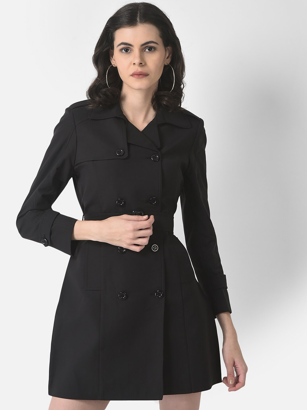 Crimsoune Club Women Double-Breasted Belted Pea Coat