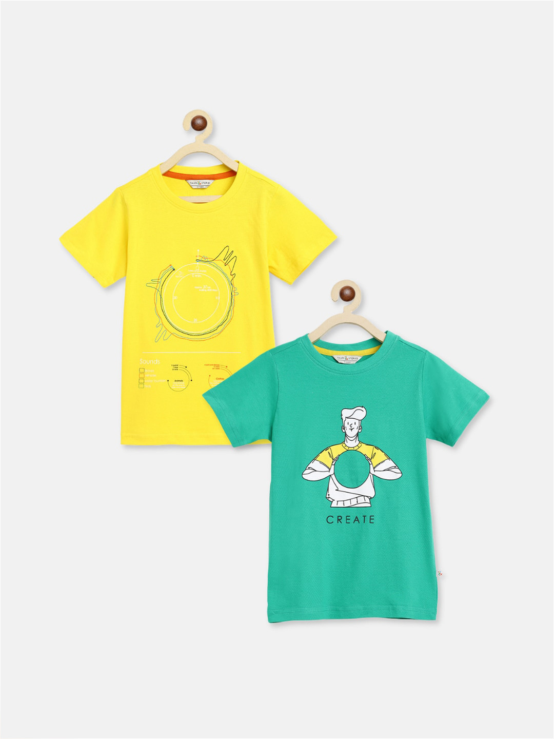 TALES & STORIES Boys Pack Of Two Printed T-shirt
