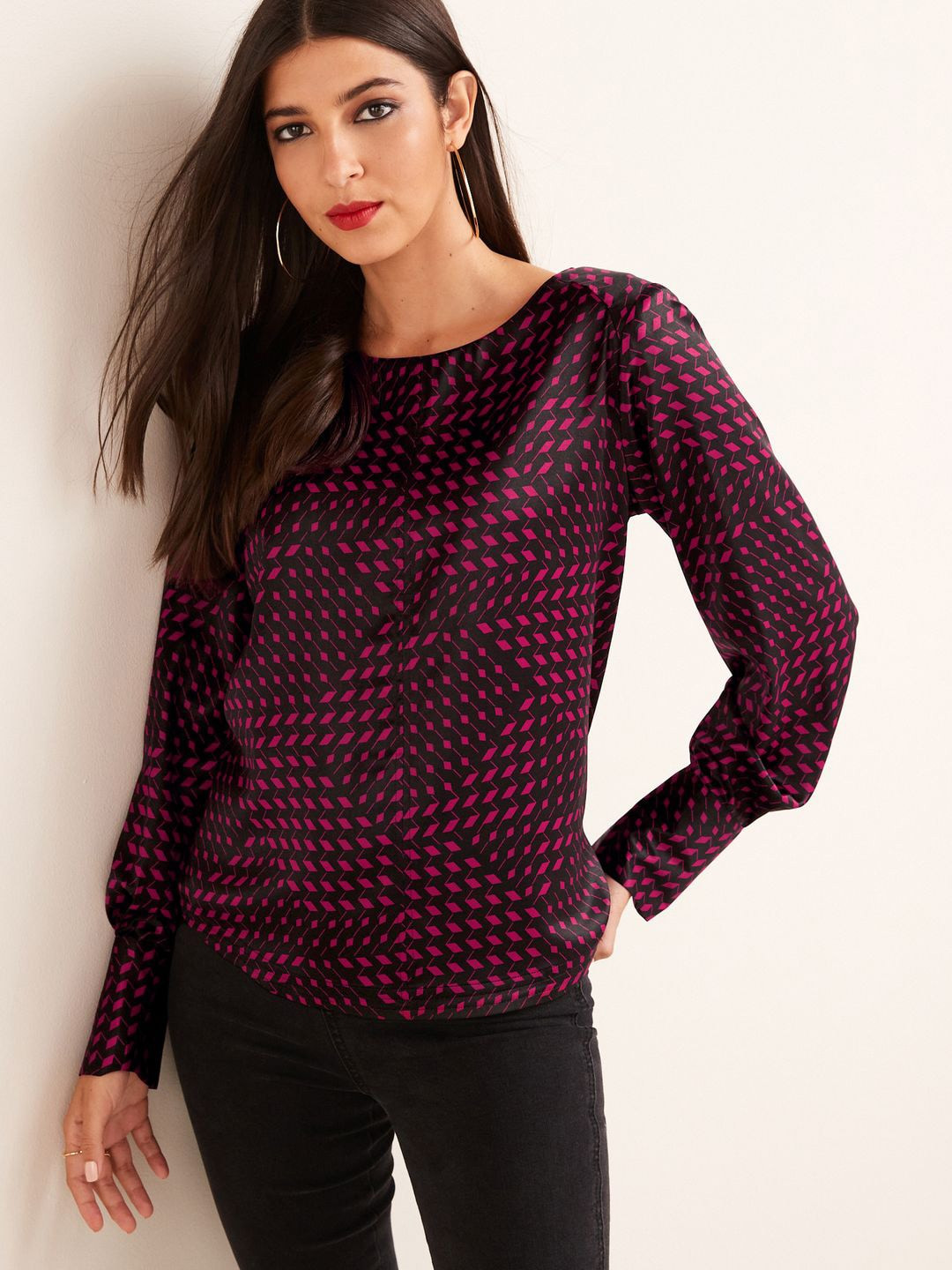 NEXT Geometric Printed Shoulder Pad Top
