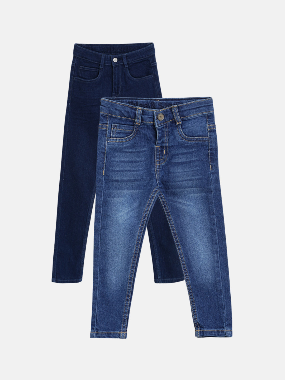 TALES & STORIES Boys Set of 2 Slim Fit Low Distress Light Fade Stretchable Jeans
