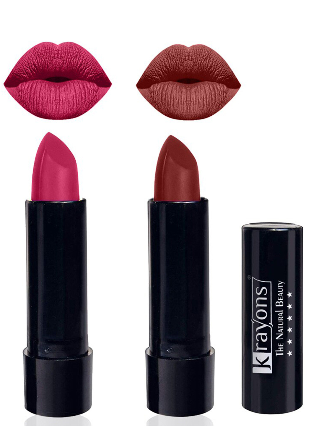 krayons Set of 2 Cute Pop Moisturizing Matte Lipsticks 7 g- Angel Pink -Cherry Maroon