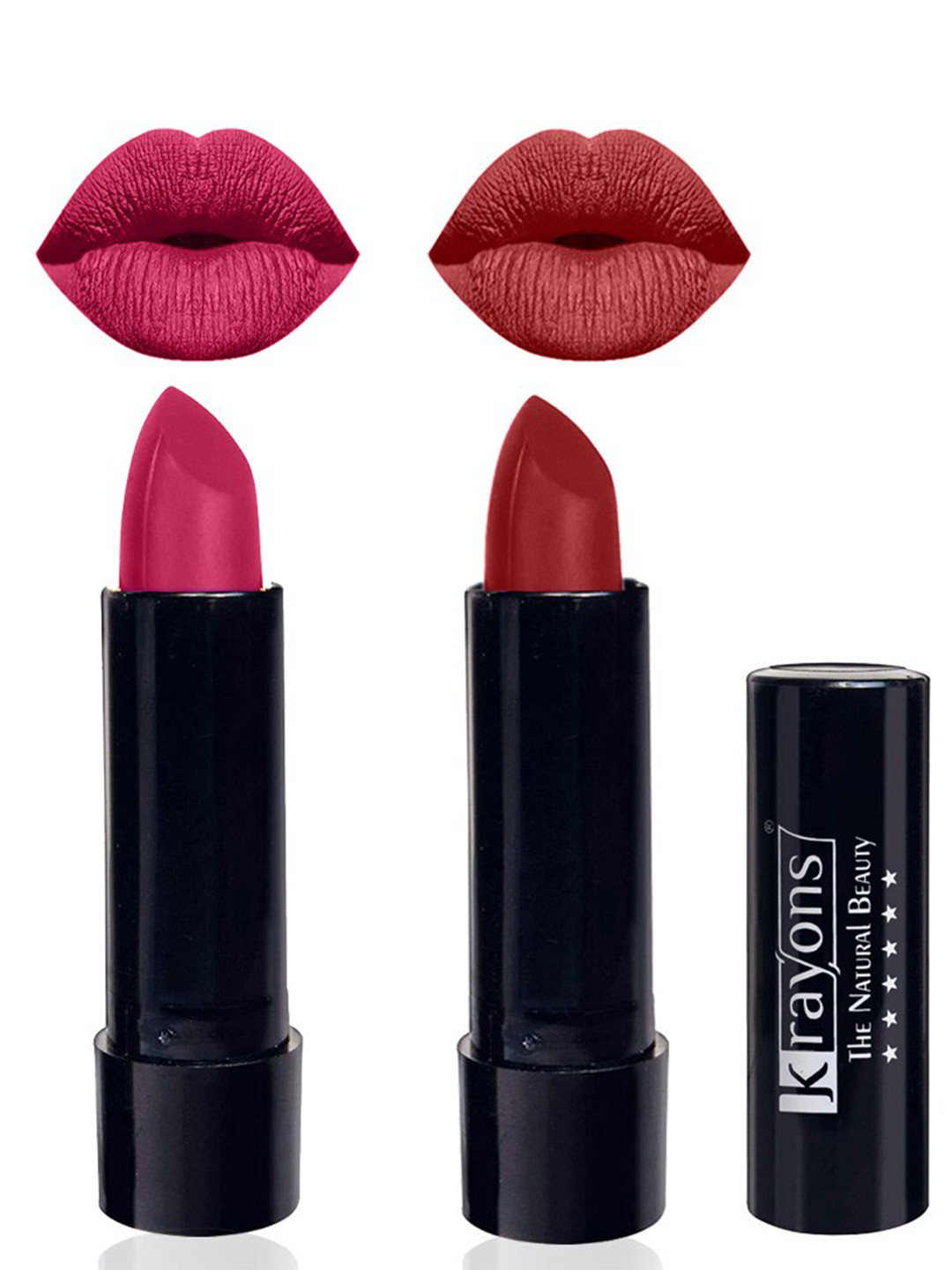 krayons The Natural Beauty Set Of 2 Matte Lipsticks - Angel Pink 171 & Signal Red 196