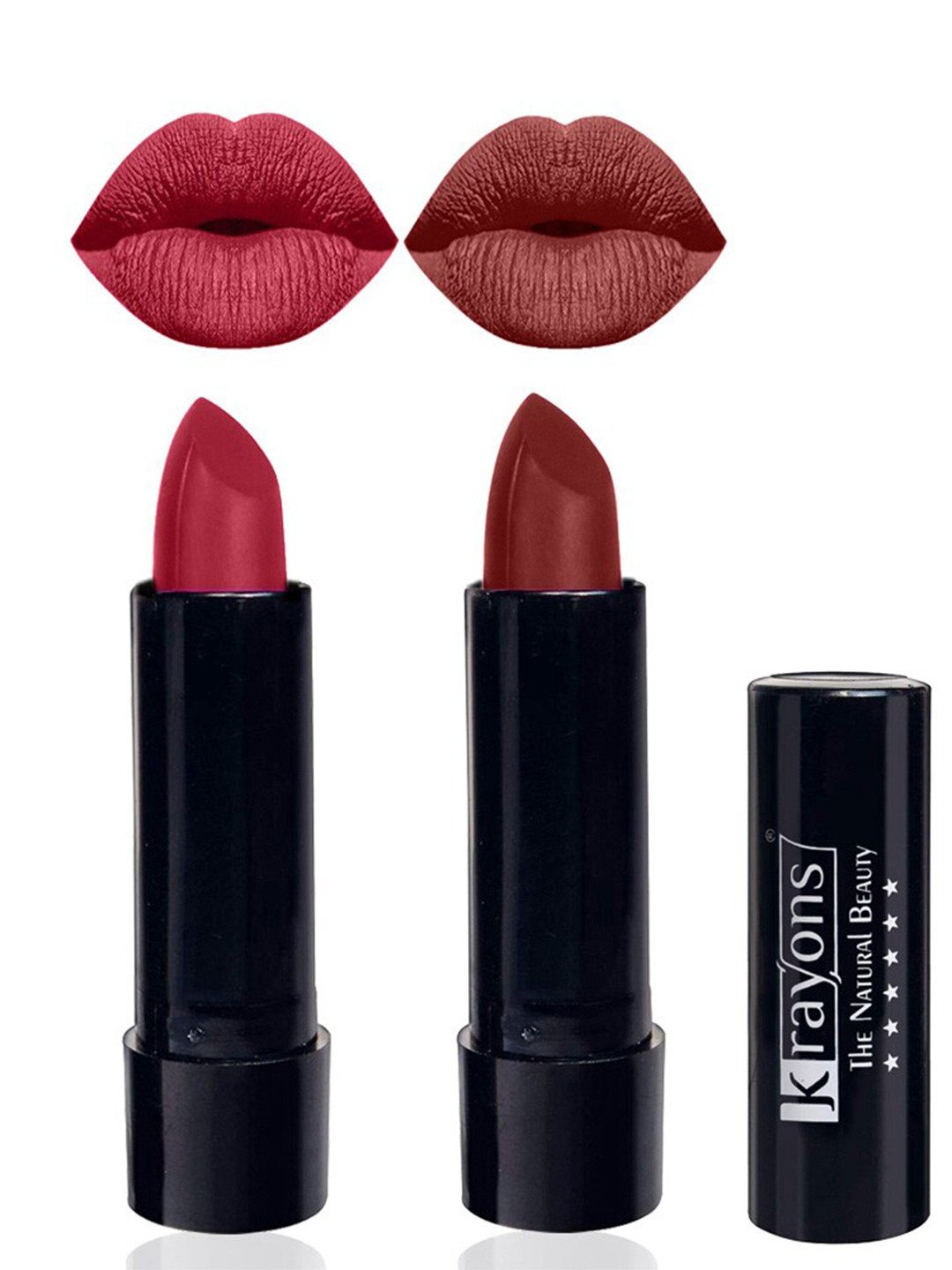 krayons The Natural Beauty Set Of 2 Matte Lipsticks - Orange Tango 186 & Cherry Maroon 195